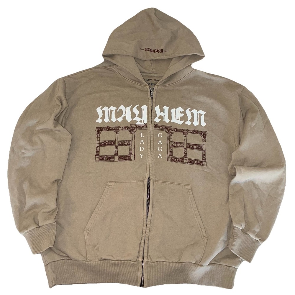 Lady Gaga Opera Haus Hoodie XL Beige Full Zip Mayhem Ball 2025 Merch‎ NEW *spots